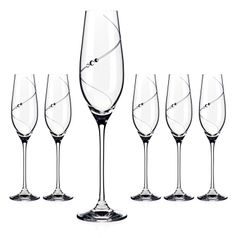 Siluette Celebration - Set of 6 Champagne Glasses 210 ml, Swarovski Crystals