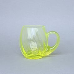 Glass OPTICA with handle (uranium glass), 300 ml, Glassworks Janov