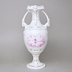 Vase 35,5 cm, Two-eared, White + Gold + Flowers, Vases Duchcov