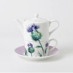 Pcháč: Čajová sada 3 díl., Tea for one set, Anglický kostní porcelán, Roy Kirkham