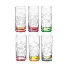 Barline 470 ml, water / lemonade glass, 6 pcs. colored set, fruits, Crystalex