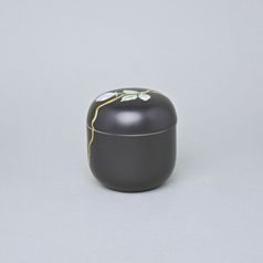 Jar with a Rose and Golden Ribbon 9,5 x 9 cm, Black + Gold, Royal Dux Bohemia