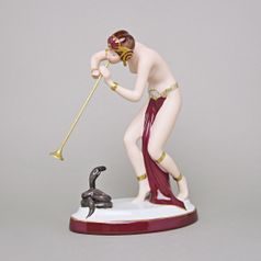 Tanečnice s hadem 17 x 10 x 23 cm, Purpur, Porcelánové figurky Duchcov