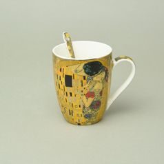 Hrnek 325 ml + porcelánová lžička, G. Klimt, Polibek, Marco Polo