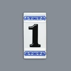 House number "1" - porcelain 8 x 55 x 110 mm