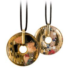 Náhrdelník 5 cm, porcelán, Polibek, G. Klimt, Goebel