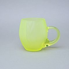 Sklenice KŮRA s uchem - matná (uranové sklo), 500 ml, Sklárna Janov