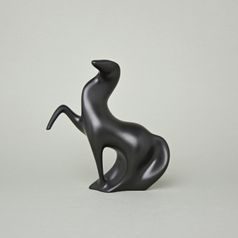 Hřebec pravý 15,5 x 5 x 16 cm, Černý fond, Porcelánové figurky Duchcov