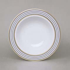 Deep Plate 22 cm, ELLA Black-Gold Stripes, Thun 1794 Carlsbad Porcelain