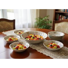 440: Fruit bowl footed h 16 cm, d 23 cm, Sonáta, cobalt + rose, Leander Loučky