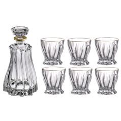 Křišťálový whisky set Plantica 1+6, zlatá linka, Aurum Crystal