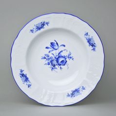 Plate Deep 23 cm, Thun 1794, Carlsbad Porcelain, BERNADOTTE Blue Rose, Blue line