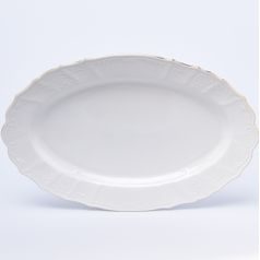 Dish oval flat 39 cm, Thun 1794 Carlsbad porcelain, Bernadotte gold line