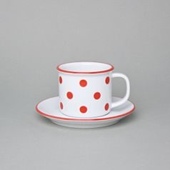 Mug Retro 180 ml smaller + saucer 14 cm, Red dots, G. Benedikt 1882