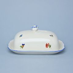 Butter dish for 250 g butter, Házenka ivory w/blue line, Český porcelán a.s.