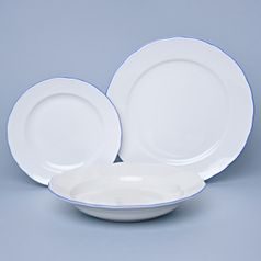 Plate set for 6 pers. big, White with blue line, Cesky porcelan a.s.