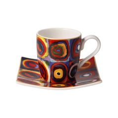 Espresso šálek a podšálek Čtverce 100 ml, jemný kostní porcelán, W. Kandinsky, Goebel