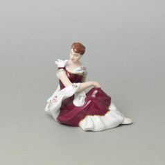 Dívka s holubičkou 8 x 11,5 x 10,5 cm, Purpur, Porcelánové figurky Duchcov