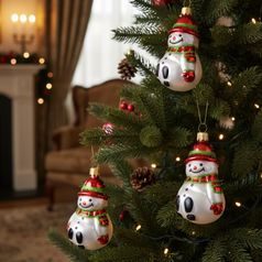 Christmas tree decoration Snowman 8 cm - Czech glass decorations