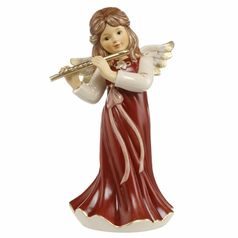 Figurky andělů červené: Anděl s klarinetem 32 cm, kamenina Goebel