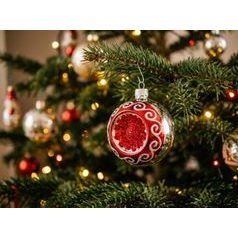 Vánoční skleněná koule 8 cm, REFLEKTOR (červená), České ozdoby MIJA