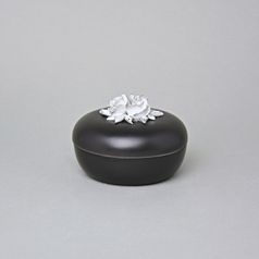 Jar With Roses 8 x 11 cm, Black + Platinum, Royal Dux Bohemia Porcelain