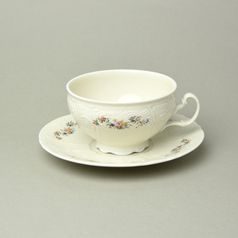 Šálek a podšálek čajový 275 ml / 18 cm, Thun 1794, karlovarský porcelán, BERNADOTTE ivory + kytičky