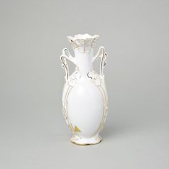 Secese vase 20,5 cm, white + gold, Royal Dux Bohemia