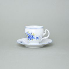 Coffee cup and saucer 150 ml / 14 cm, Thun 1794 Carlsbad porcelain, BERNADOTTE Forget-me-not-flower