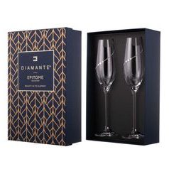 Silhouette - Set of 2 Champagne Flutes 210 ml, Swarovski Crystals