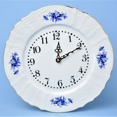Wall clock 27 cm, Thun 1794 Carlsbad porcelain, BERNADOTTE blue rose