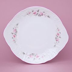 Pink line: Plate cake with handles 27 cm, Thun 1794 Carlsbad porcelain, BERNADOTTE roses