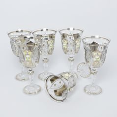 Cut Crystal Wine Glasses - set 6 pcs, Platinum + Enamel, Jahami Bohemia