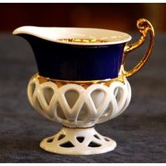 Mlékovka 180 ml, Byzant 404 modrý, Růžový porcelán z Chodova