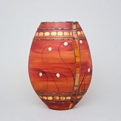 Studio Miracle: Orange-red Vase, 25 cm, Hand-decorated by Vlasta Voborníková