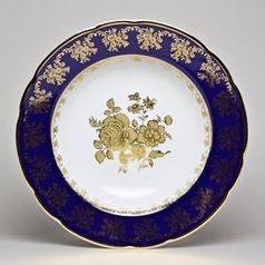 Mary-Anne 431: Deep plate 23 cm, cobalt + gold rose, Leander Loučky