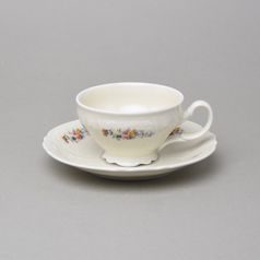 Šálek a podšálek čajový 205 ml / 15,5 cm, Thun 1794, karlovarský porcelán, BERNADOTTE ivory + kytičky