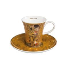 Šálek a podšálek Polibek, 0,1 l / 12 cm, jemný kostní porcelán, G. Klimt, Goebel