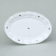 Dish oval 32 cm, Benedikt red flowers + green, G. Benedikt 1882