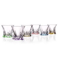 Crystal Tumbler set whisky Cooper 6 pcs, 320 ml, Colored buttom, Aurum Crystal