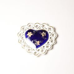 Christmas decoration - Heart 10 cm, cobalt + gold, Royal Dux Bohemia
