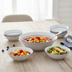 Plate set for 6 pers., Thun 1794, karlovarský porcelán, Nina blue stripes