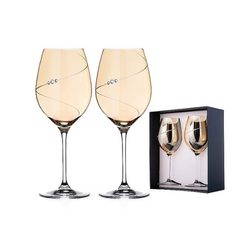 Amber Silhouette - Set of 2 Red Wine Glasses, Swarovski Crystals