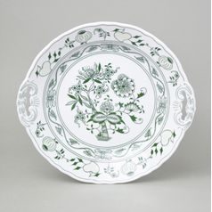 Cake plate 28 cm with handles, Original green onion pattern