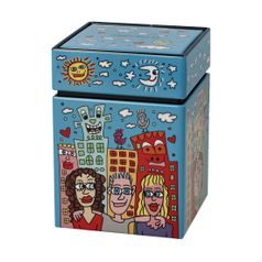 Tea tin James Rizzi - Summer in the City, 7,5 / 7,5 / 11 cm, Metal, Goebel