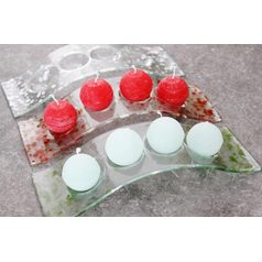 Advent Glass candlestick FLY, clear + colored splashes, 38x13 cm, BDK - Glass