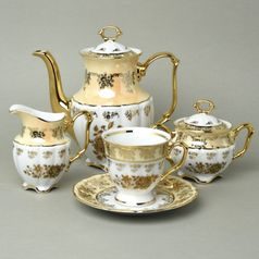 Cofe set for 6 pers., honey golden rose, Royal Czech porcelain