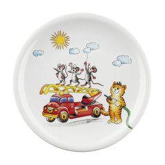 Plate dining 19 cm Animal firemen, Compact 25178, Seltmann porcelain