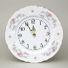 Wall clock 27 cm, Thun 1794, karlovarský porcelán, BERNADOTTE climbing rose