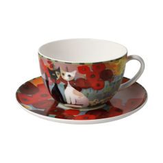 Cup and saucer R. Wachtmeister - Lestate in giardino, 500 ml / 19 cm, Fine Bone China, Kočky Goebel